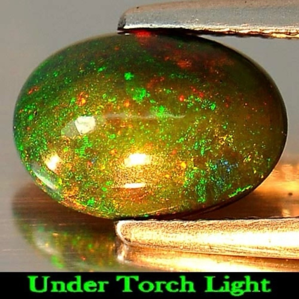 Fire Red Black Opal 0.98 Ct. Oval Cabochon 9.4 x 6.6 x‎ 3.4 Mm. Natural Gemstone